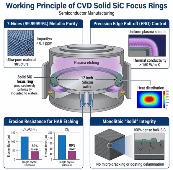 CVD qattiq SiC fokus halqalarining ishlash printsipi